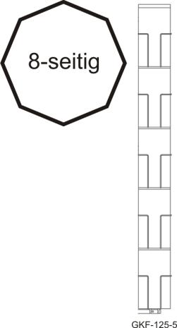 Karten-Bodenständer, 125 mm, 40 Fächer, 1-reihig, 8-seitig, silber